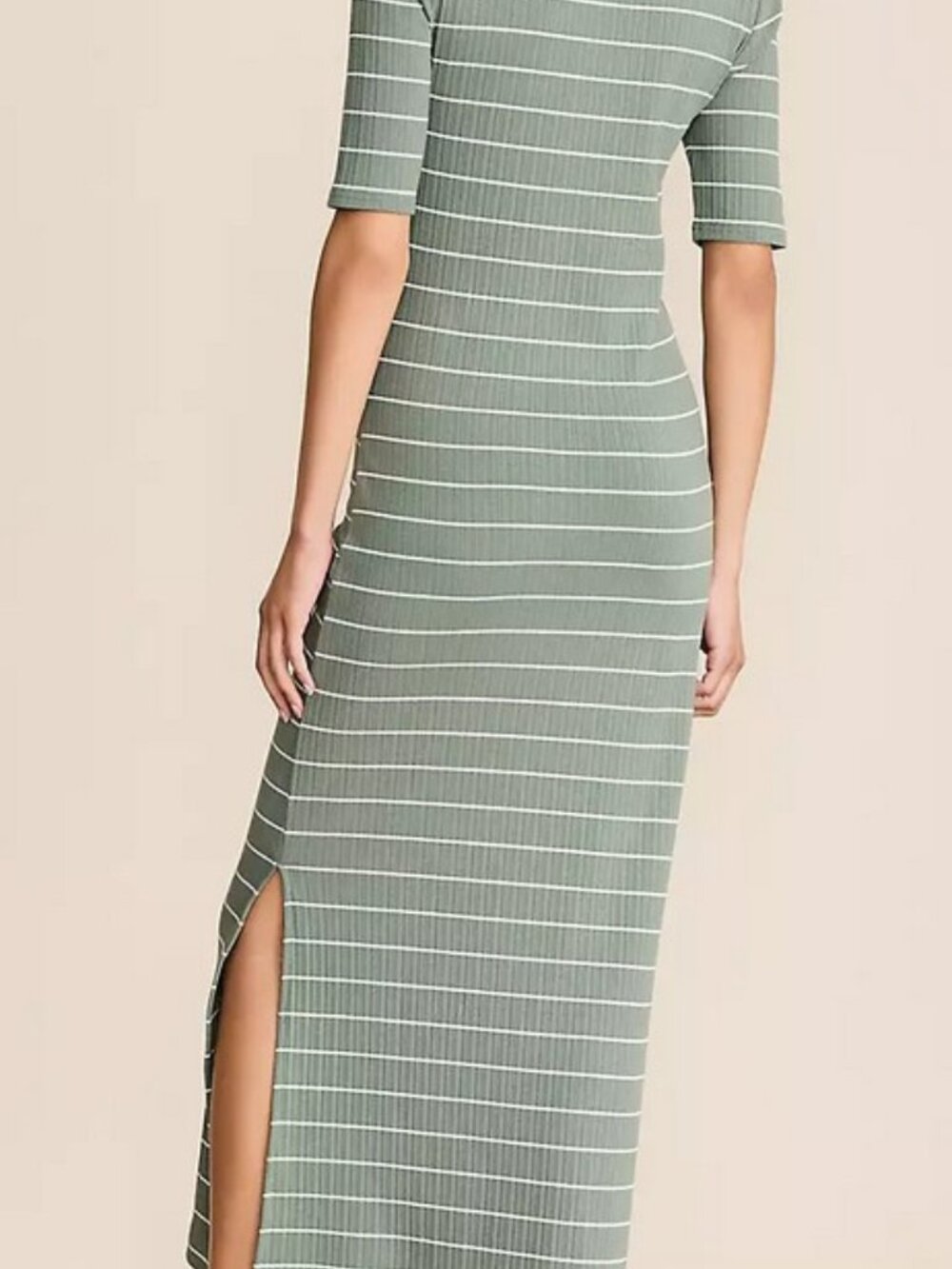Green/white striped knit sheath dress - Picture 2 of 5